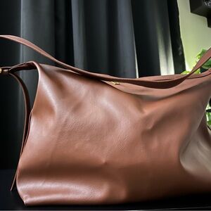 Elegant Brown Leather Tote Bag
